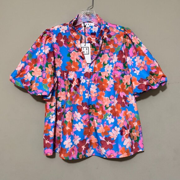 THML Multicolor Floral Puff Sleeve Blouse – NWT – Size S - Picture 1 of 6